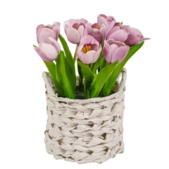 Arrangements & Greenery-Kirkland's Home Mauve Tulip Arrangement In Basket Purple