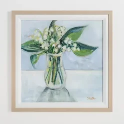 Framed Art-Kirkland's Home May Lily Of The Valley Framed Art Print Green/Gray/White