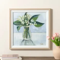 Framed Art-Kirkland's Home May Lily Of The Valley Framed Art Print Green/Gray/White