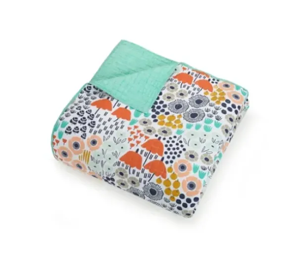 Quilts-Kirkland's Home Mayflower Blue 2-Pc. Queen Bedding Quilt Set Blue/Orange/Gray