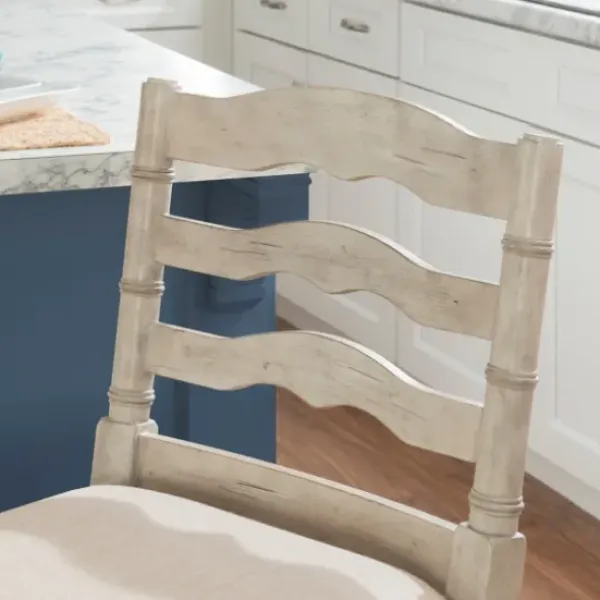 Bar Stools & Counter Height Stools-Kirkland's Home Melvin Distressed Wash Bar Stool White
