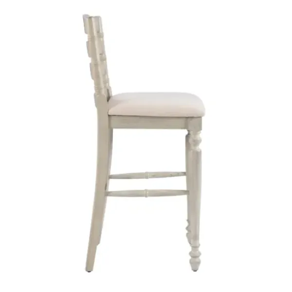 Bar Stools & Counter Height Stools-Kirkland's Home Melvin Distressed Wash Bar Stool White