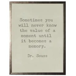 Framed Art-Kirkland's Home Memory Dr. Seuss Quote Framed Art Print Tan
