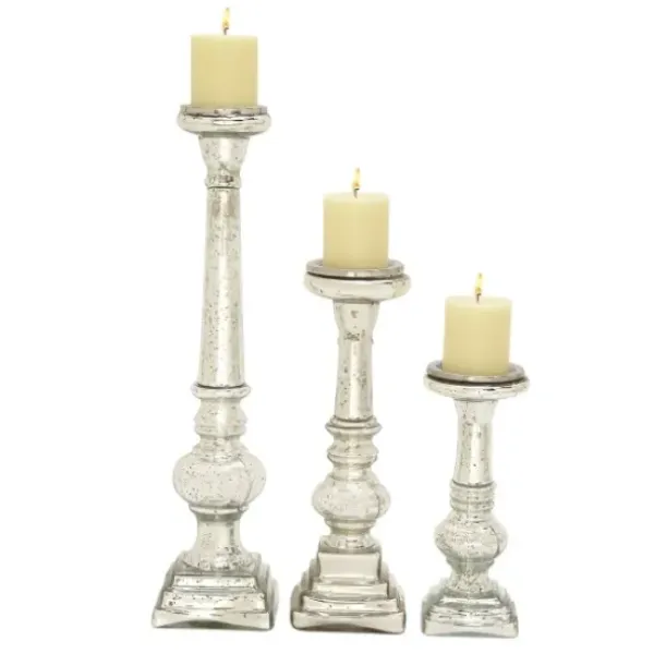 Candle Holders-Kirkland's Home Mercury Glass Candle Holders, Set Of 3 Silver