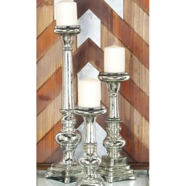 Candle Holders-Kirkland's Home Mercury Glass Candle Holders, Set Of 3 Silver