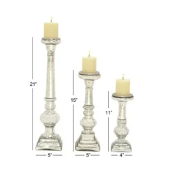 Candle Holders-Kirkland's Home Mercury Glass Candle Holders, Set Of 3 Silver
