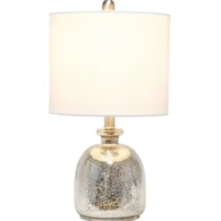 Table Lamps-Kirkland's Home Mercury Hammered Glass Shade Table Lamp White