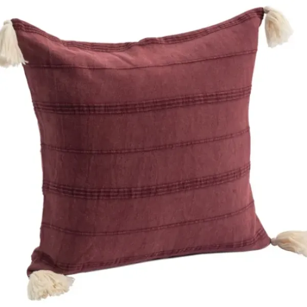 Pillows-Kirkland's Home Merlot Striped Organic Cotton Throw Pillow Red