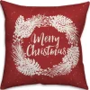 Pillows-Kirkland's Home Merry Christmas Wreath Outdoor Pillow Red/White
