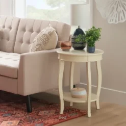 Accent & End Tables-Kirkland's Home Merryweather Off White Accent Table Ivory