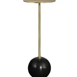 Accent & End Tables-Kirkland's Home Metal & Round Black Base Cocktail Table Gold