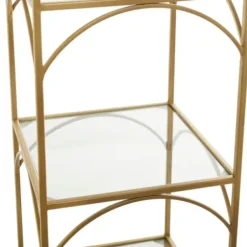 Bookshelves-Kirkland's Home Metal And Clear Glass 4-Tier Shelf Gold
