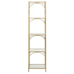Bookshelves-Kirkland's Home Metal And Clear Glass 4-Tier Shelf Gold