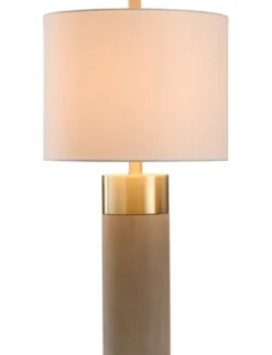 Table Lamps-Kirkland's Home Metal And Concrete Cylindrical Table Lamp Gray/Gold
