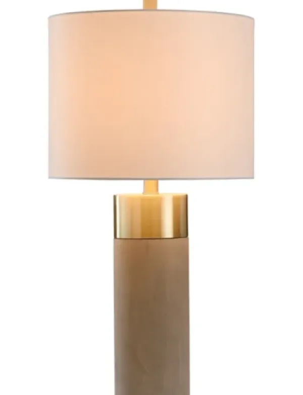 Table Lamps-Kirkland's Home Metal And Concrete Cylindrical Table Lamp Gray/Gold