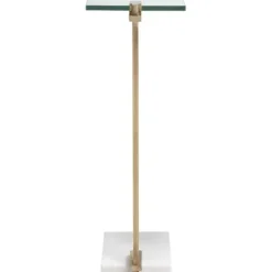 Accent & End Tables-Kirkland's Home Metal And Glass Top Accent Table Gold