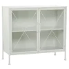 Cabinets & Sideboards-Kirkland's Home Metal And Glass X-Door Cabinet White