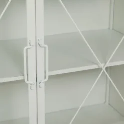 Cabinets & Sideboards-Kirkland's Home Metal And Glass X-Door Cabinet White
