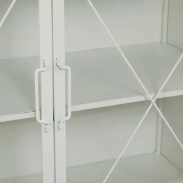 Cabinets & Sideboards-Kirkland's Home Metal And Glass X-Door Cabinet White