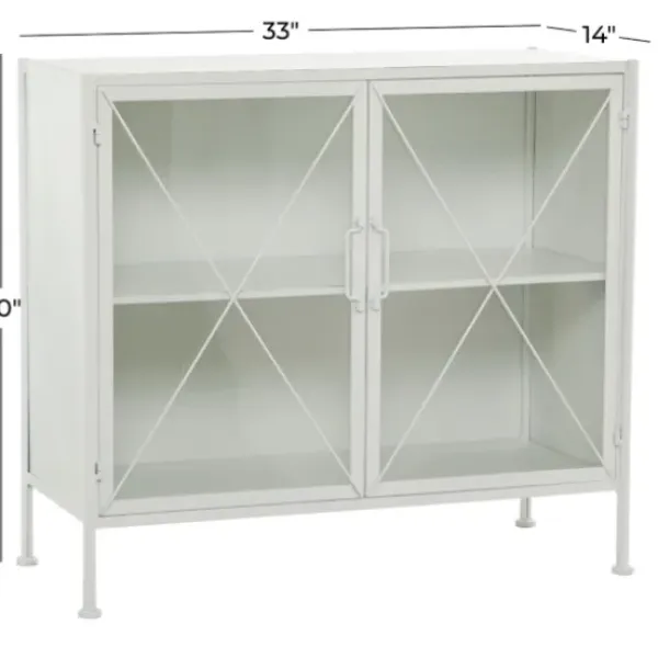 Cabinets & Sideboards-Kirkland's Home Metal And Glass X-Door Cabinet White