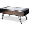 Coffee Tables-Kirkland's Home Metal And Rattan Shelf Coffee Table Gray