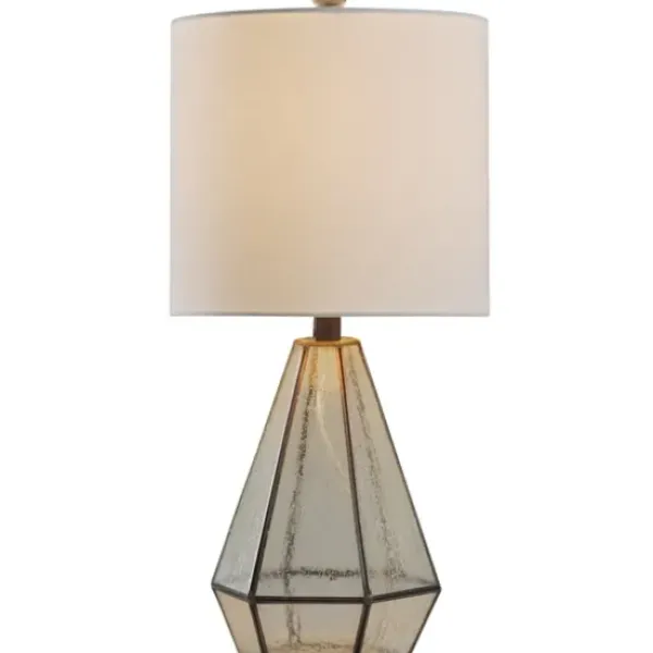 Table Lamps-Kirkland's Home Metal And Seeded Glass Cage Table Lamp White