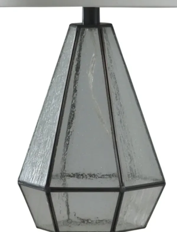 Table Lamps-Kirkland's Home Metal And Seeded Glass Cage Table Lamp White