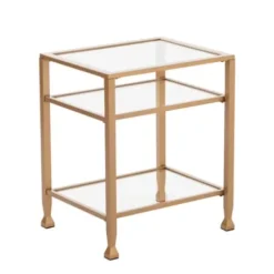 Accent & End Tables-Kirkland's Home Metal And Tempered Glass Side Table Gold