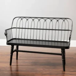 Entryway Furniture-Kirkland's Home Metal And Wood Amy Bench Black
