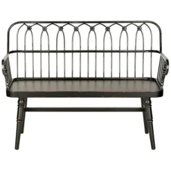 Entryway Furniture-Kirkland's Home Metal And Wood Amy Bench Black