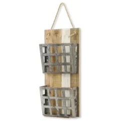 Wall Storage-Kirkland's Home Metal And Wood 2-Tier Mail Holder Wall Plaque