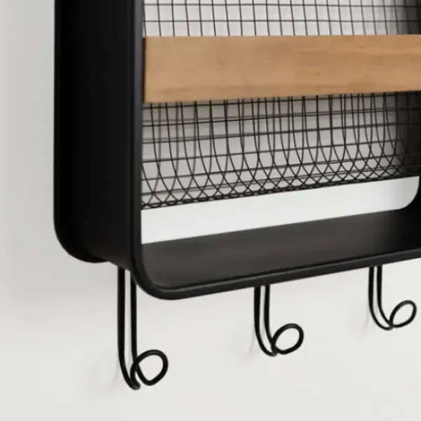 Wall Storage-Kirkland's Home Metal And Wood Wall Magazine Rack