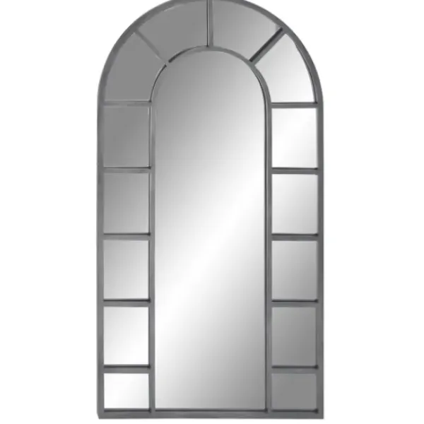Decorative Mirrors-Kirkland's Home Metal Arch Frame Grid Overlay Mirror Black