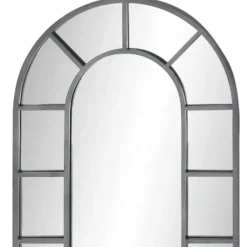 Decorative Mirrors-Kirkland's Home Metal Arch Frame Grid Overlay Mirror Black