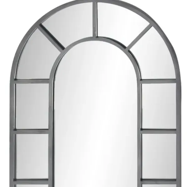 Decorative Mirrors-Kirkland's Home Metal Arch Frame Grid Overlay Mirror Black