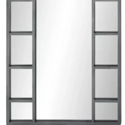 Decorative Mirrors-Kirkland's Home Metal Arch Frame Grid Overlay Mirror Black