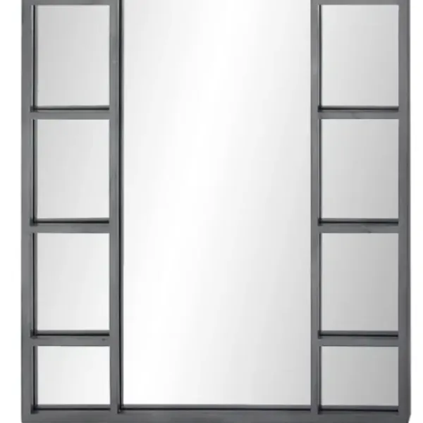 Decorative Mirrors-Kirkland's Home Metal Arch Frame Grid Overlay Mirror Black