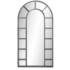 Decorative Mirrors-Kirkland's Home Metal Arch Frame Grid Overlay Mirror Black