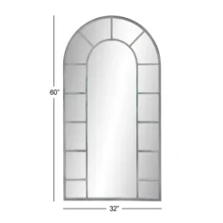 Decorative Mirrors-Kirkland's Home Metal Arch Frame Grid Overlay Mirror Black