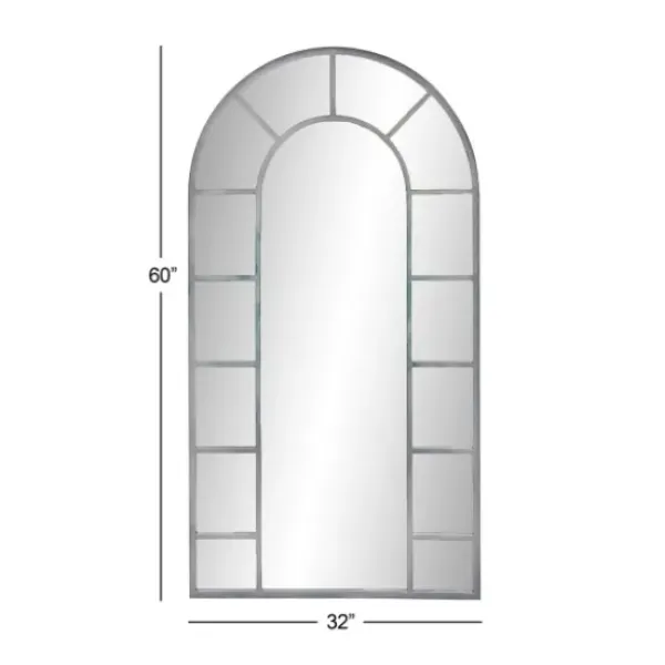 Decorative Mirrors-Kirkland's Home Metal Arch Frame Grid Overlay Mirror Black