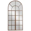 Decorative Mirrors-Kirkland's Home Metal Arch Frame Windowpane Wall Mirror Brown