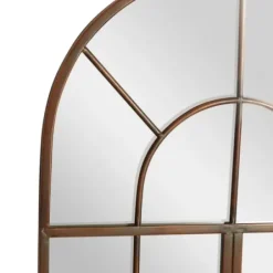 Decorative Mirrors-Kirkland's Home Metal Arch Frame Windowpane Wall Mirror Brown