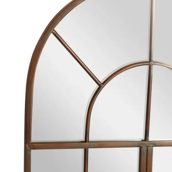 Decorative Mirrors-Kirkland's Home Metal Arch Frame Windowpane Wall Mirror Brown