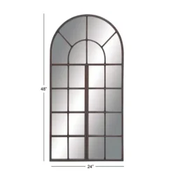 Decorative Mirrors-Kirkland's Home Metal Arch Frame Windowpane Wall Mirror Brown
