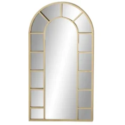 Decorative Mirrors-Kirkland's Home Metal Arch Pane Wall Mirror Gold