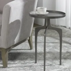 Accent & End Tables-Kirkland's Home Metal Arched Legs Side Table Silver