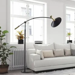 Floor Lamps-Kirkland's Home Metal Arched Modern Floor Lamp Black