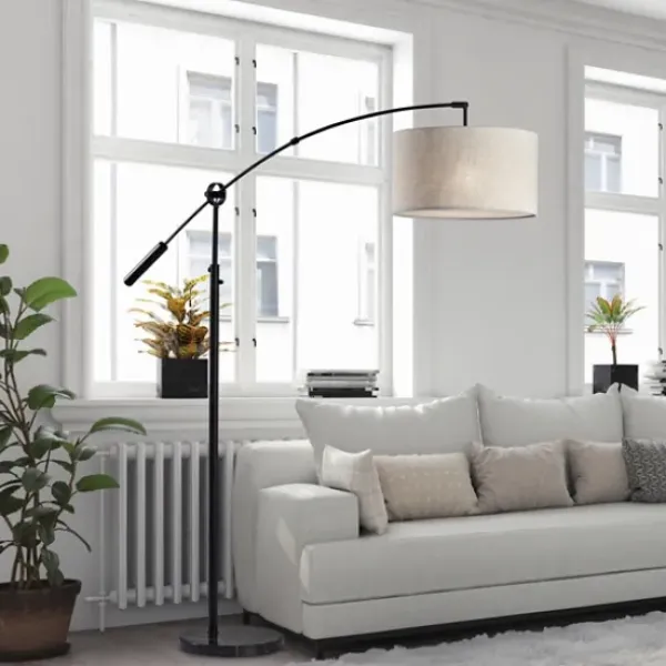 Floor Lamps-Kirkland's Home Metal Arched Oversized Shade Floor Lamp Black