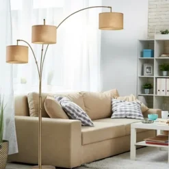 Floor Lamps-Kirkland's Home Metal 3-Arm Arched Floor Lamp Gold