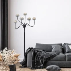 Floor Lamps-Kirkland's Home Metal 6-Arm Pom Pom Floor Lamp Black